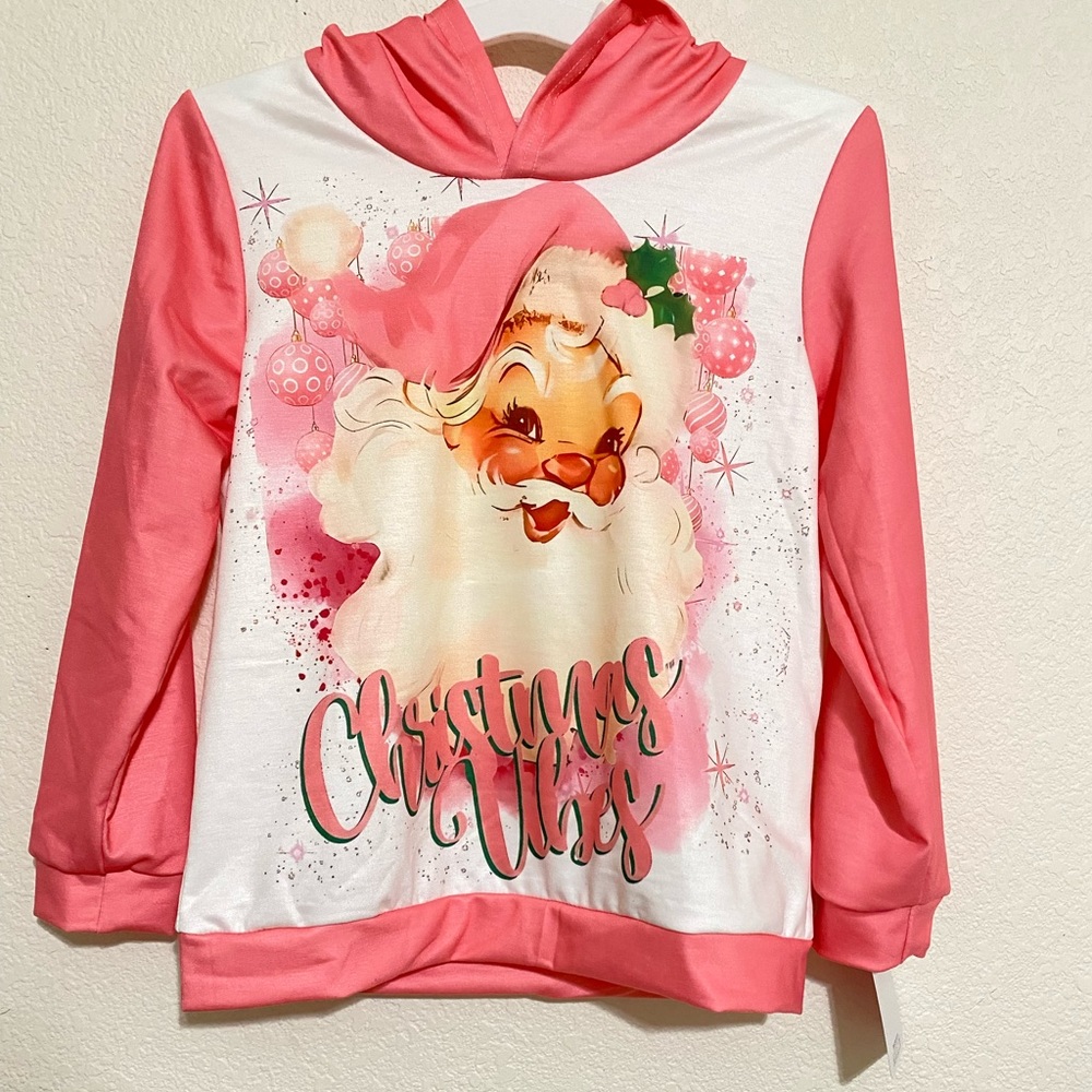 New Girl's Hoodies, Christmas Santa Claus Print Hooded Sweatshirt